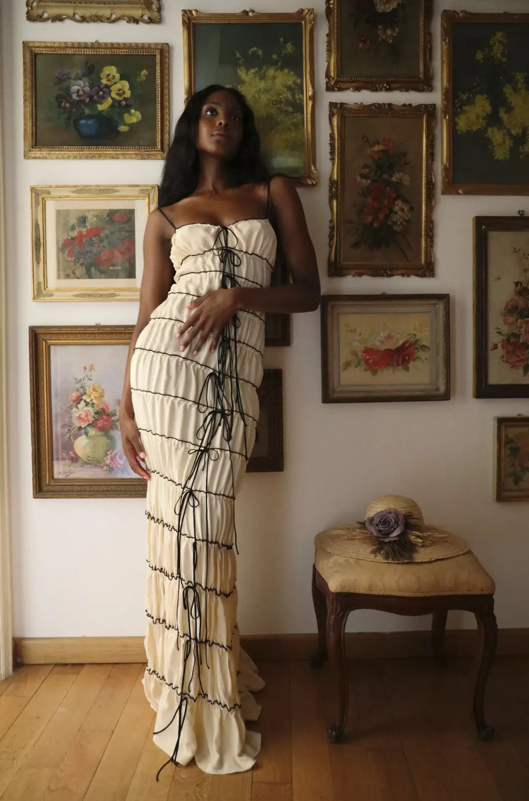 Mirror Palais Tunnel Ruffle Gown Shell Size 8 for rent on The Volte - main image