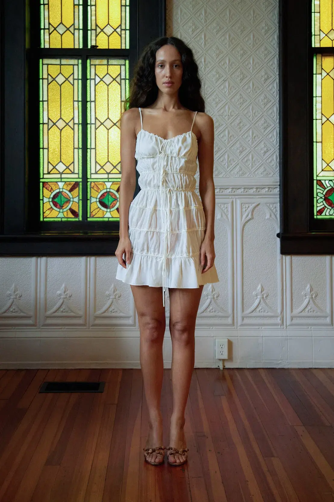 Mirror Palais Tunnel Ruffle Mini Skirt & Cami Top Set in Cloud Size S/ Au 8 - Image 1