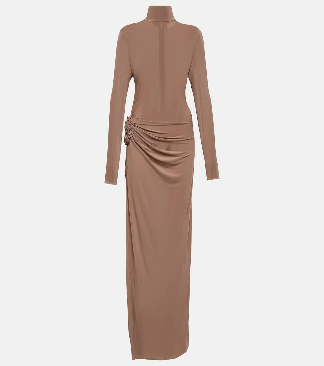 Magda Butrym Floral Applique Jersey Maxi Dress Nude Size 38/ AU 8 - Image 7