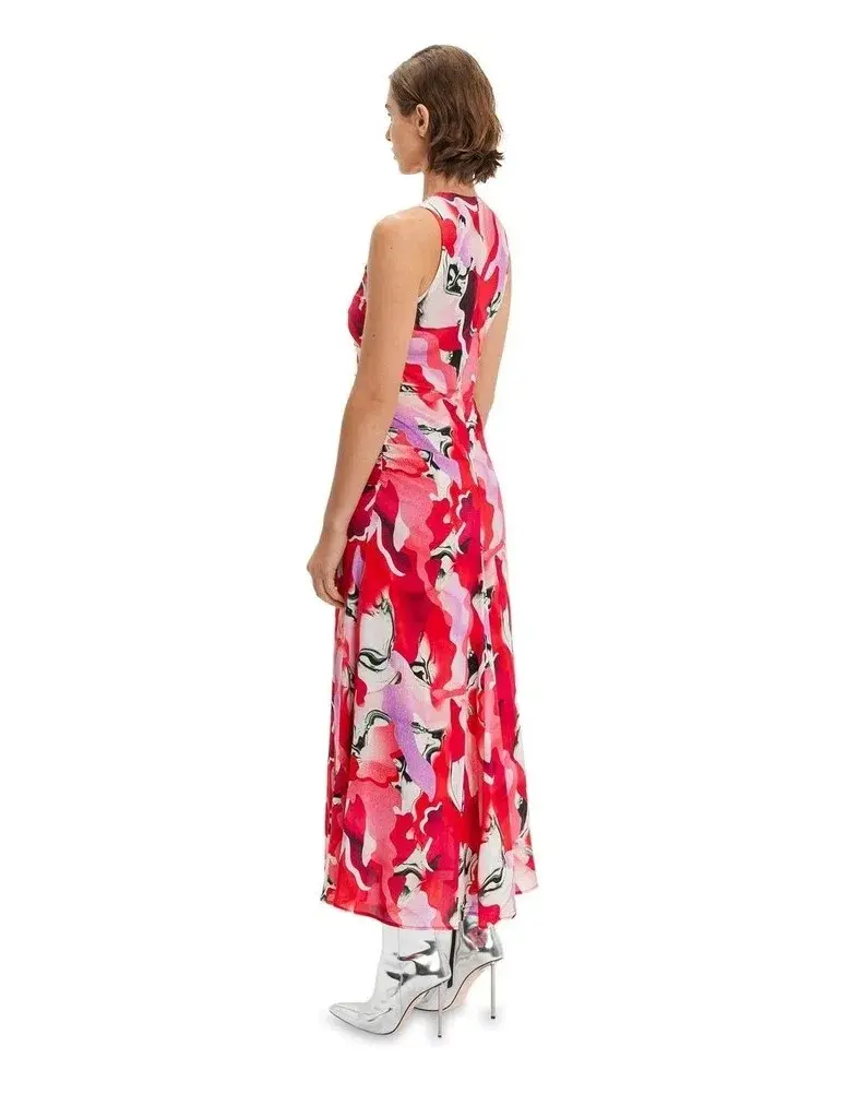 Cue Ruched Marble Midi Dress Print Size 10 - Image 2