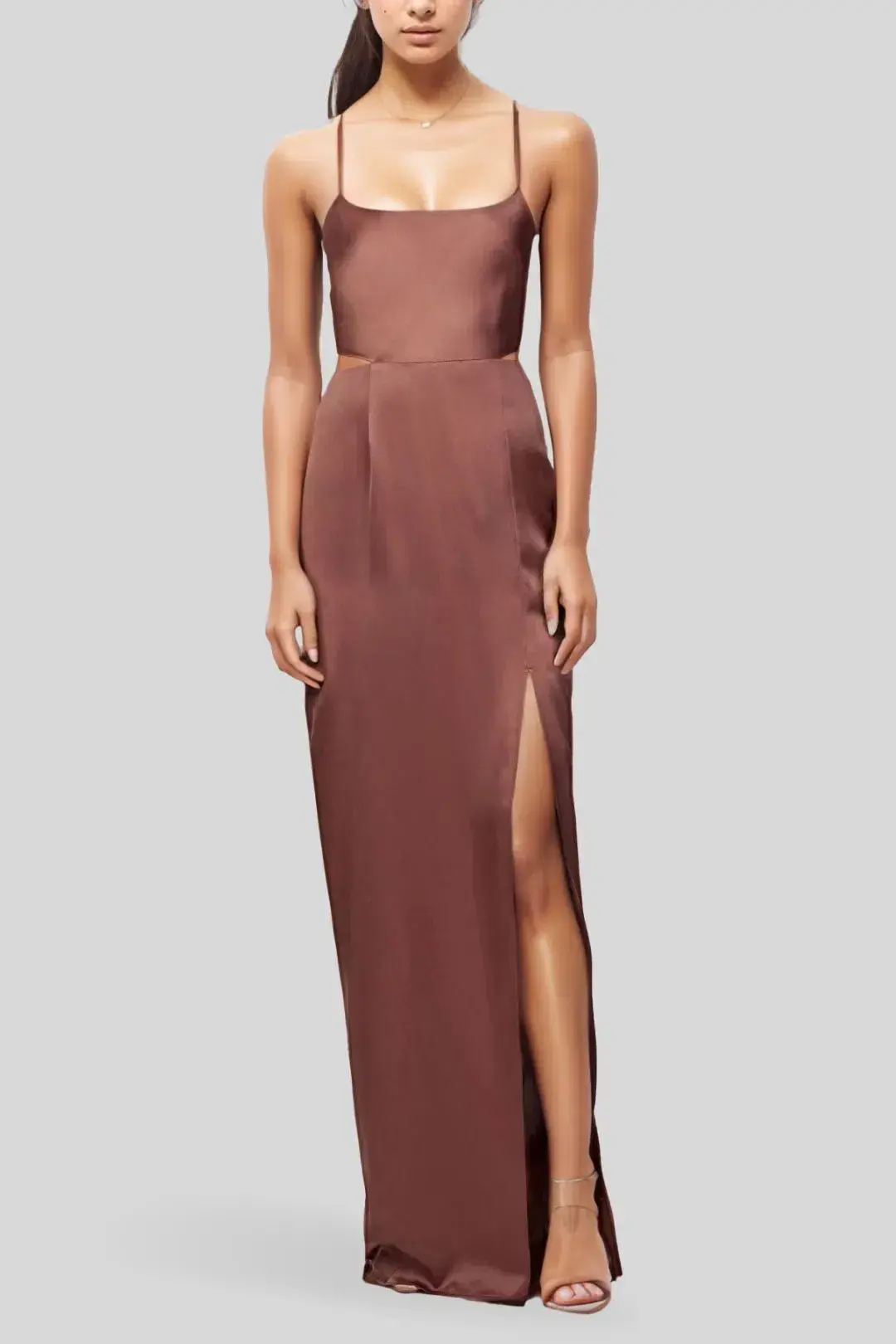 Nookie Stella Cut Out Gown in Mocha Brown Size 8 - Image 3