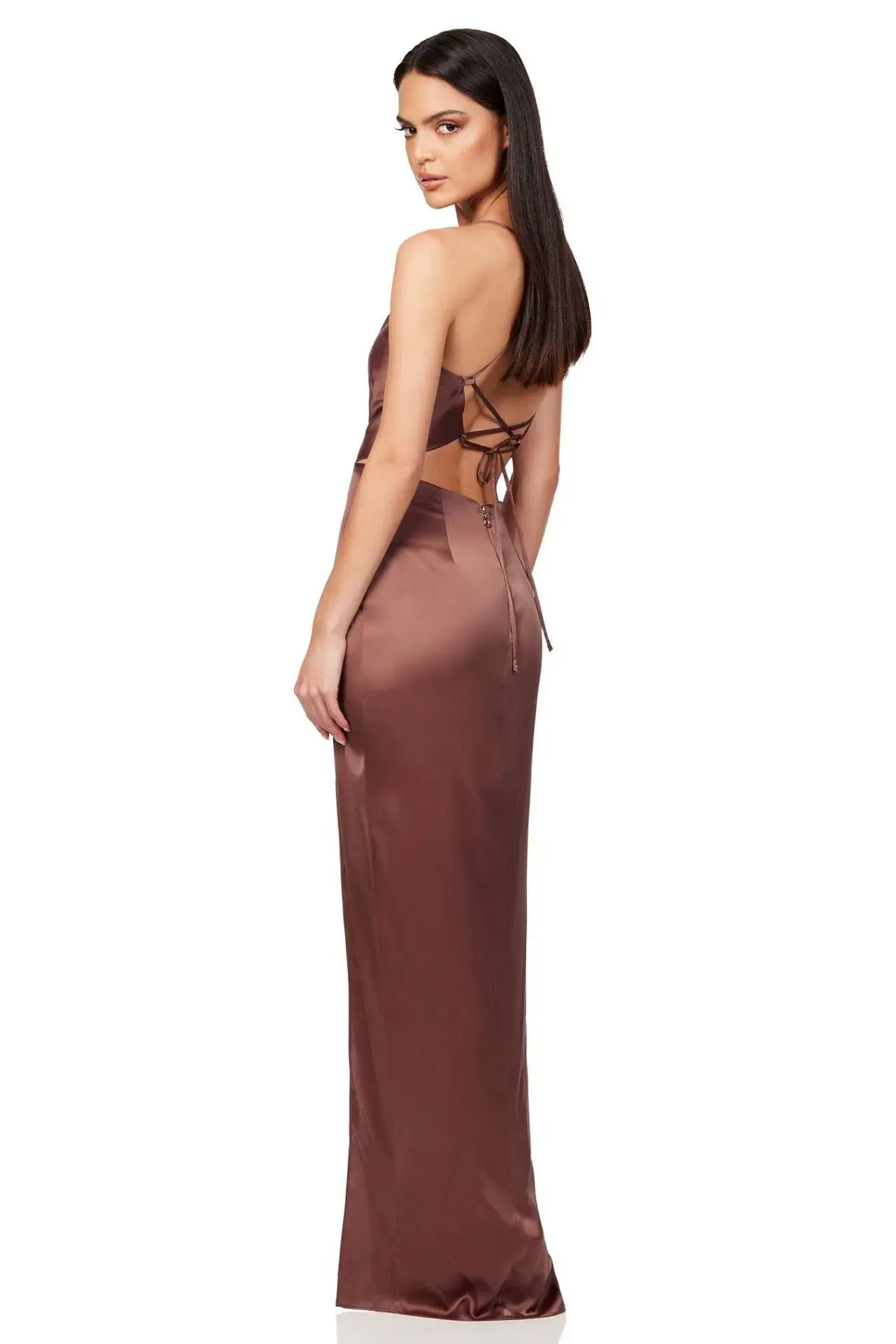 Nookie Stella Cut Out Gown in Mocha Brown Size 8 - Image 2