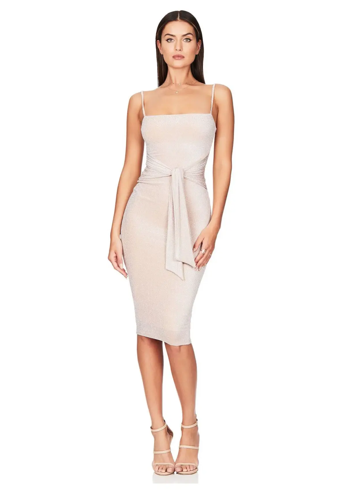 Nookie Luna Midi Dress in Nude Size 8 - Image 1