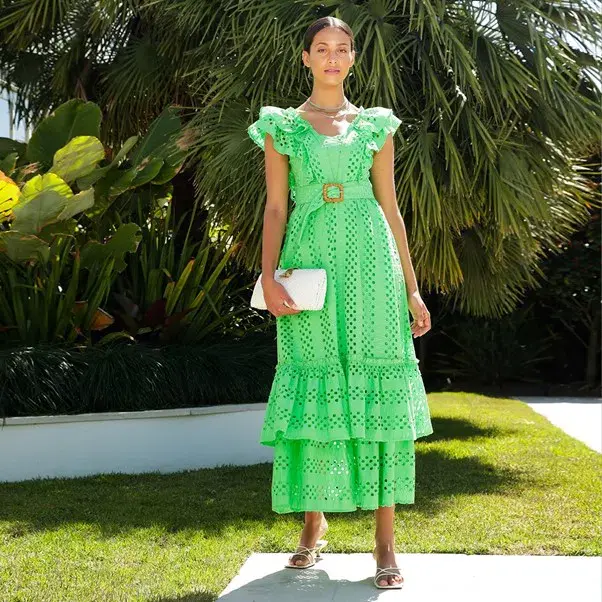 Sacha Drake Waikiki Midi Beach Dress Green Size 14 - Image 3