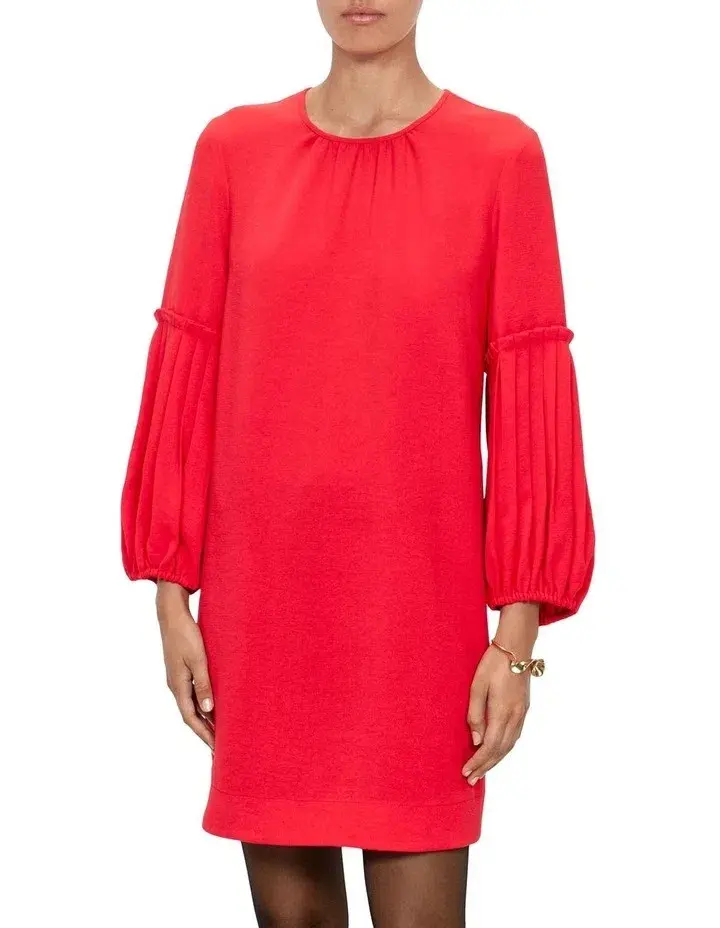 Veronika Maine Double Crepe Shift Mini Dress Red Size 14 for rent on The Volte - main image