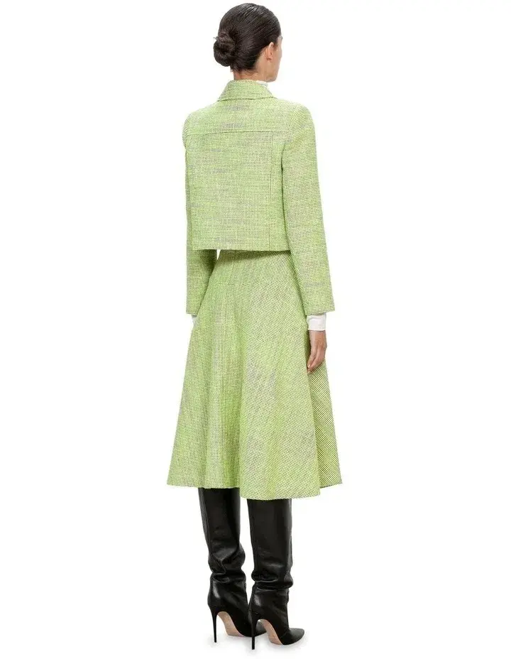 Veronika Maine Short Tweed Jacket Neon Lime Size 14 - Image 3