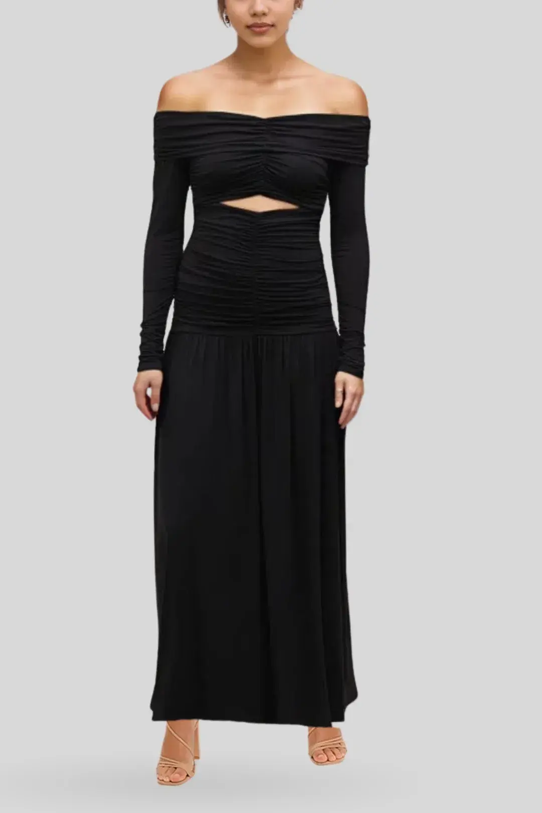 Minima Esenciales Loretta Ruched Maxi Dress Black Size 6 - Image 3