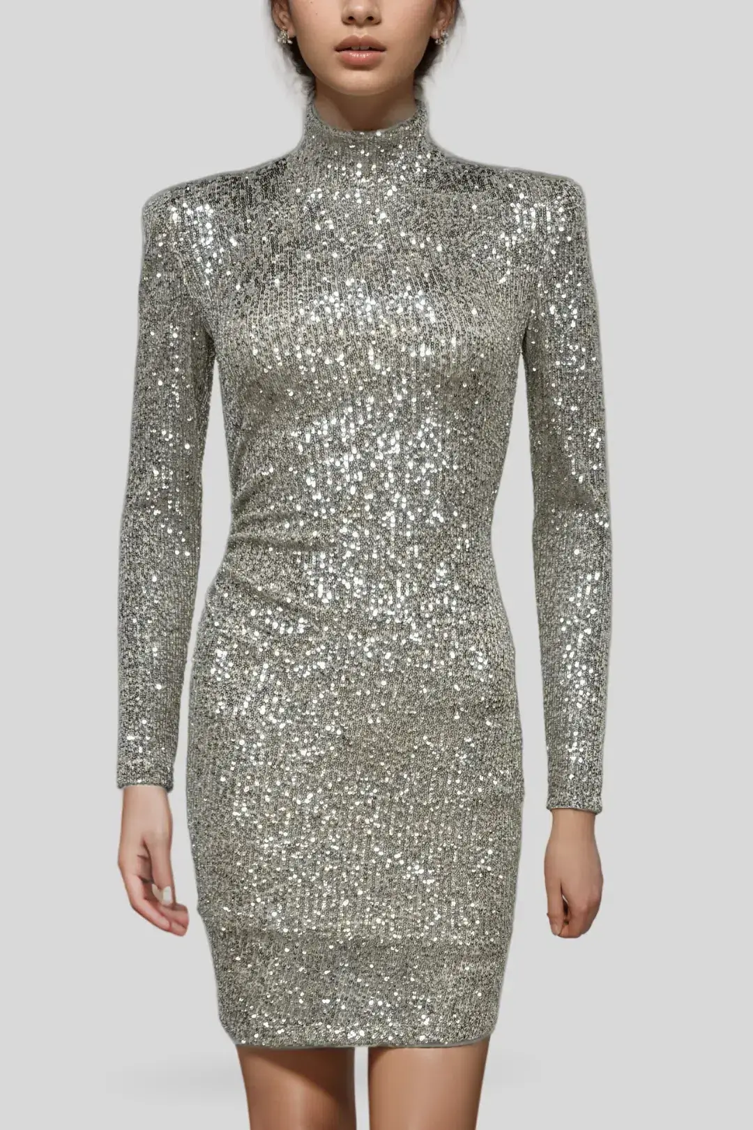 Nookie Lovers Long Sleeve Mini Dress in Silver Size 8 - Image 2
