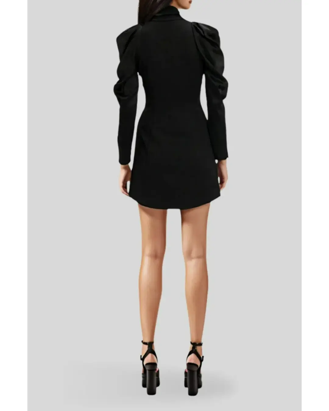 Cue Sculpted Shoulder Twill Dress in Black Size AU 10 for rent on The Volte - main image