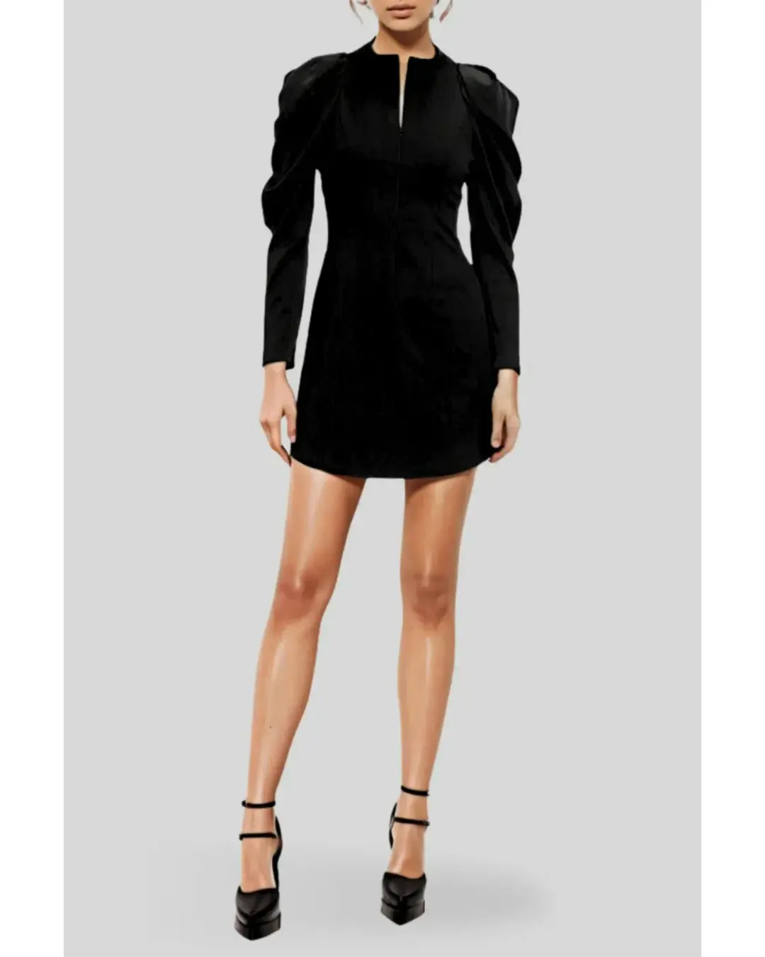 Cue Sculpted Shoulder Twill Dress in Black Size AU 10 for rent on The Volte - main image