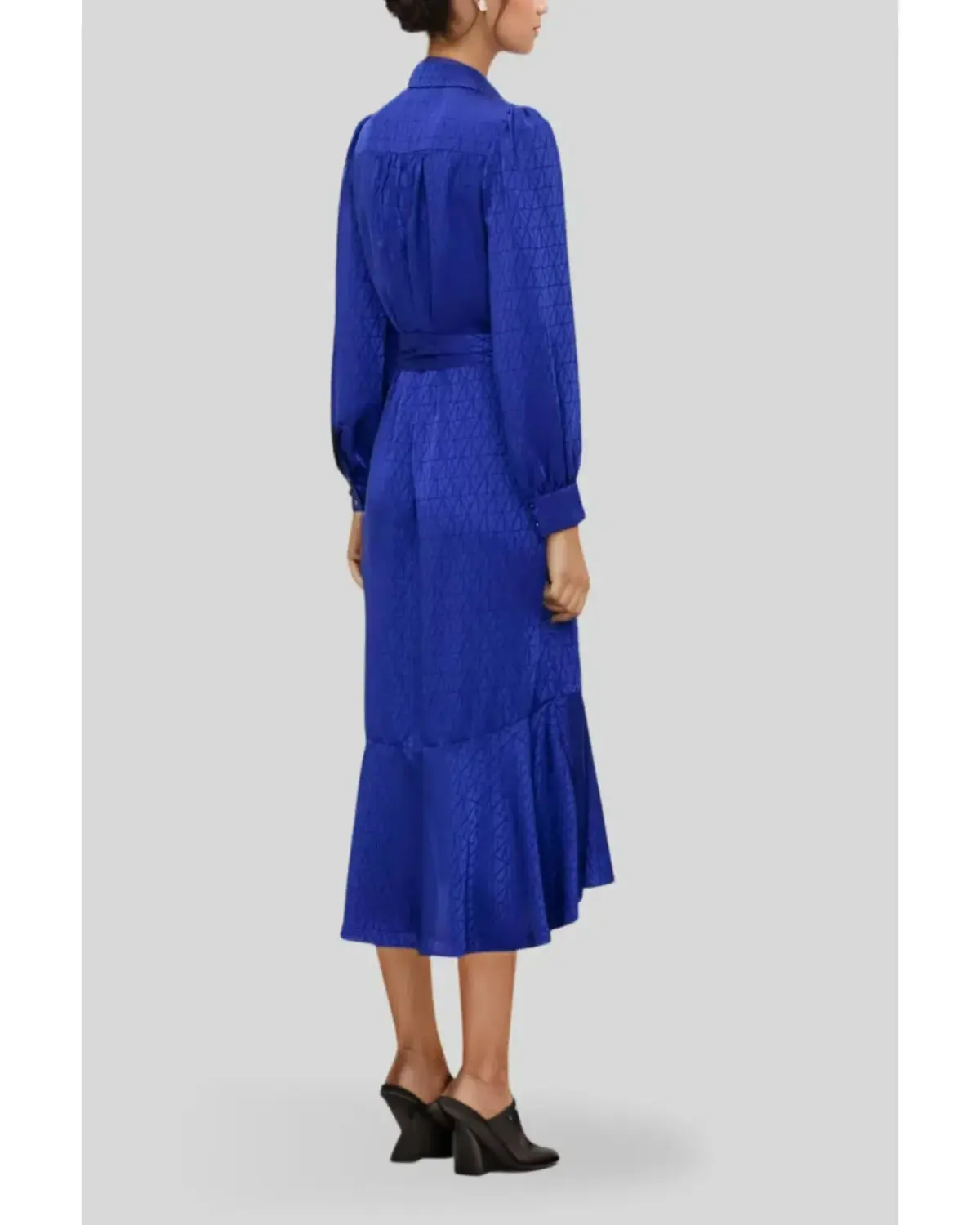 Veronika Maine Monogram Jacquard Midi Dress in Blue Jewel Size AU 10 - Image 2