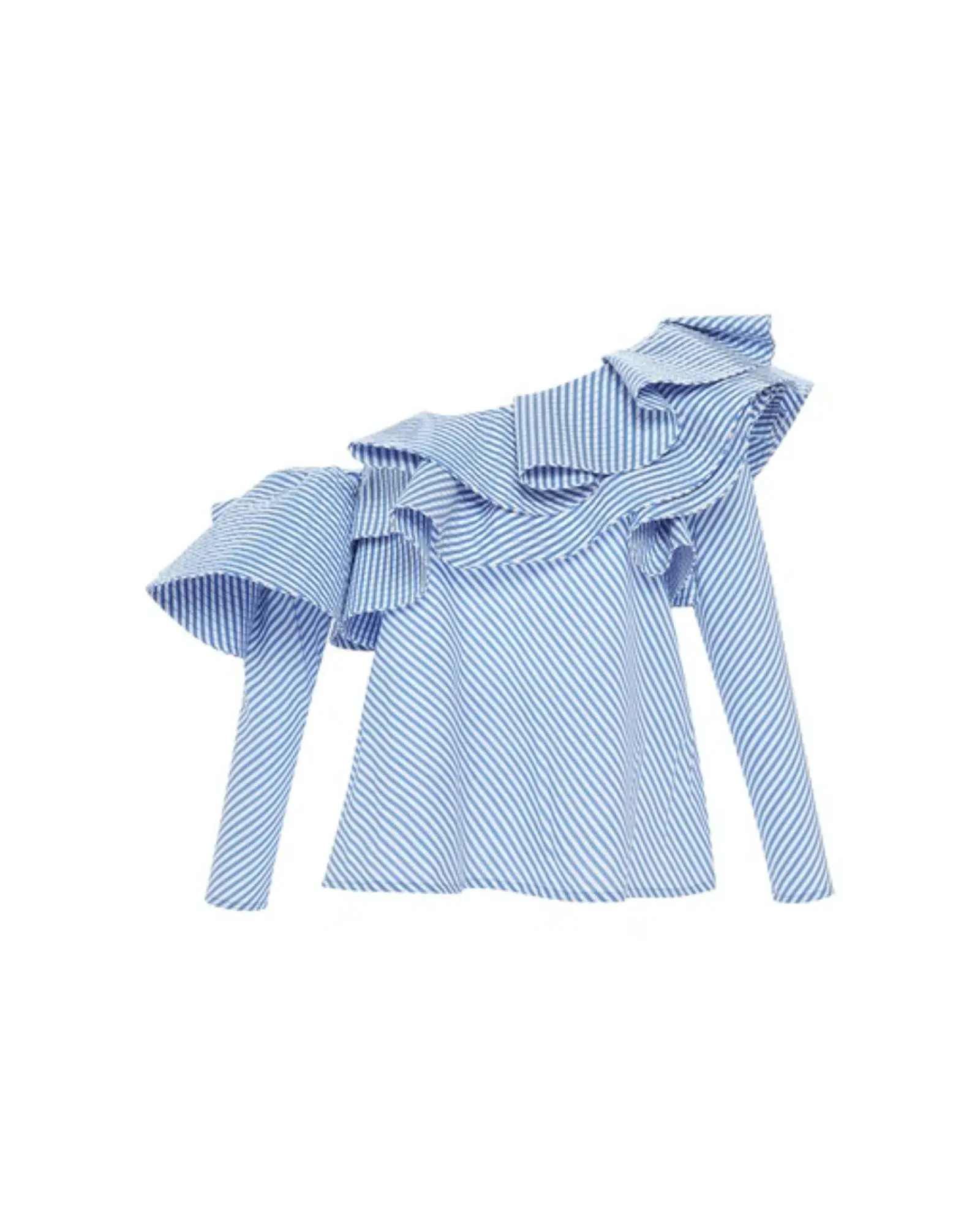 Johanna Ortiz Anastasia One Shoulder Top in Blue Stripe Size AU 8 - Image 3