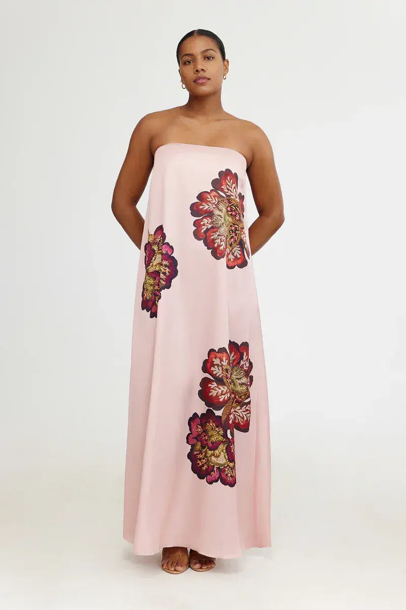 Significant Other Satin Floral Strapless Maxi Dress Size 10 - Image 1