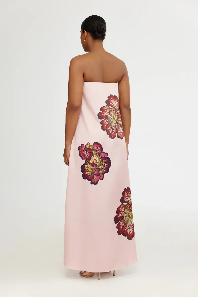 Significant Other Satin Floral Strapless Maxi Dress Size 10 - Image 2