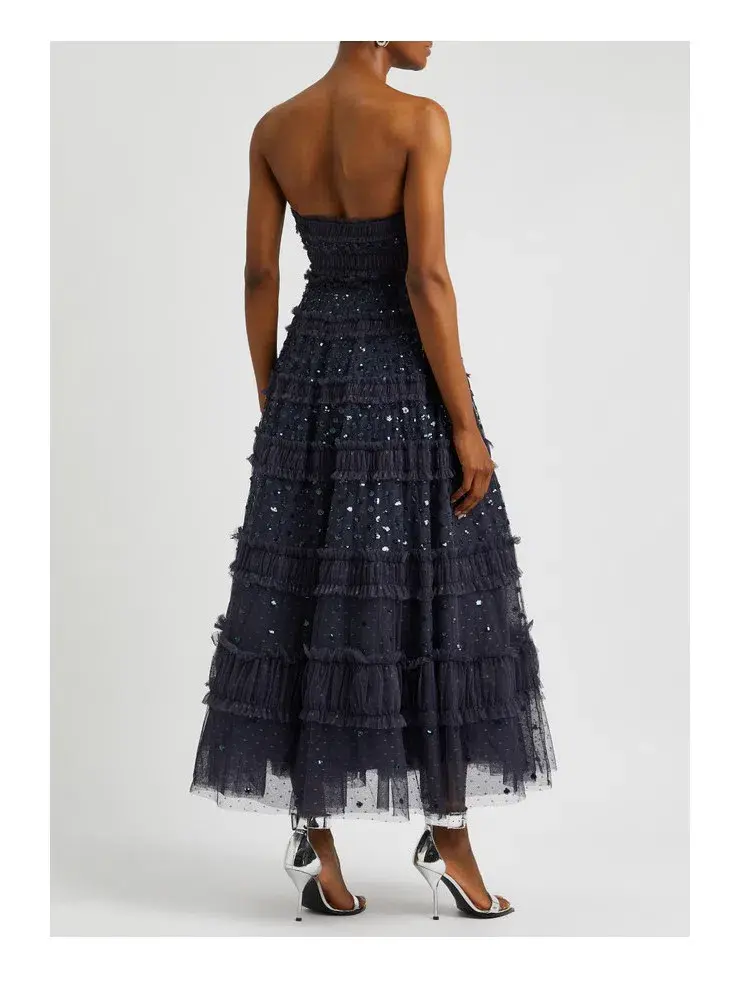 Needle and Thread Strapless Dot Shimmer Gown Black 12 - Image 3