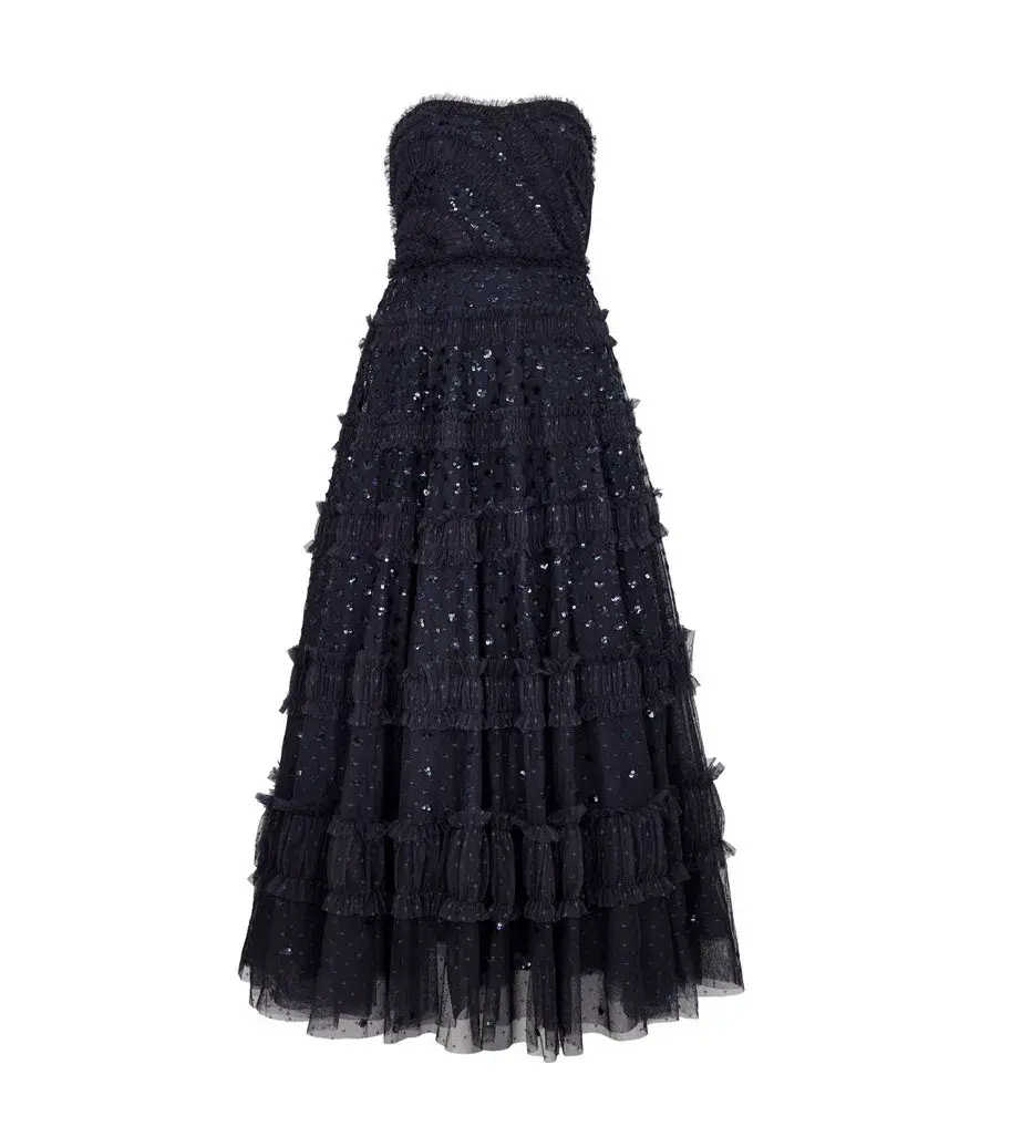 Needle and Thread Strapless Dot Shimmer Gown Black 12 - Image 4