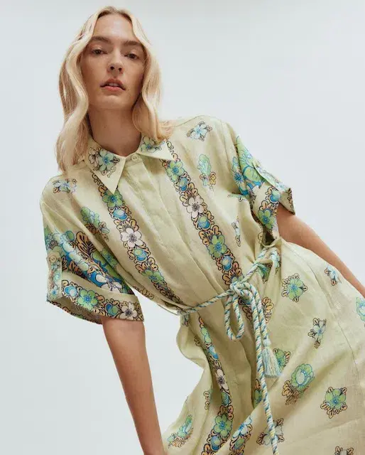 Alemais Velma Shirtdress Green Floral Size 8 - Image 3
