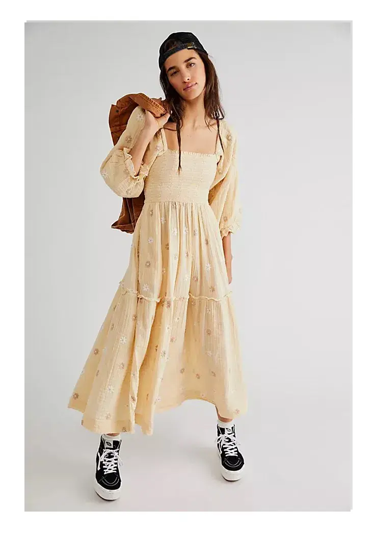 Free People Dahlia Embroidered Maxi Dress Pearl Island Size S /AU 8 - Image 1