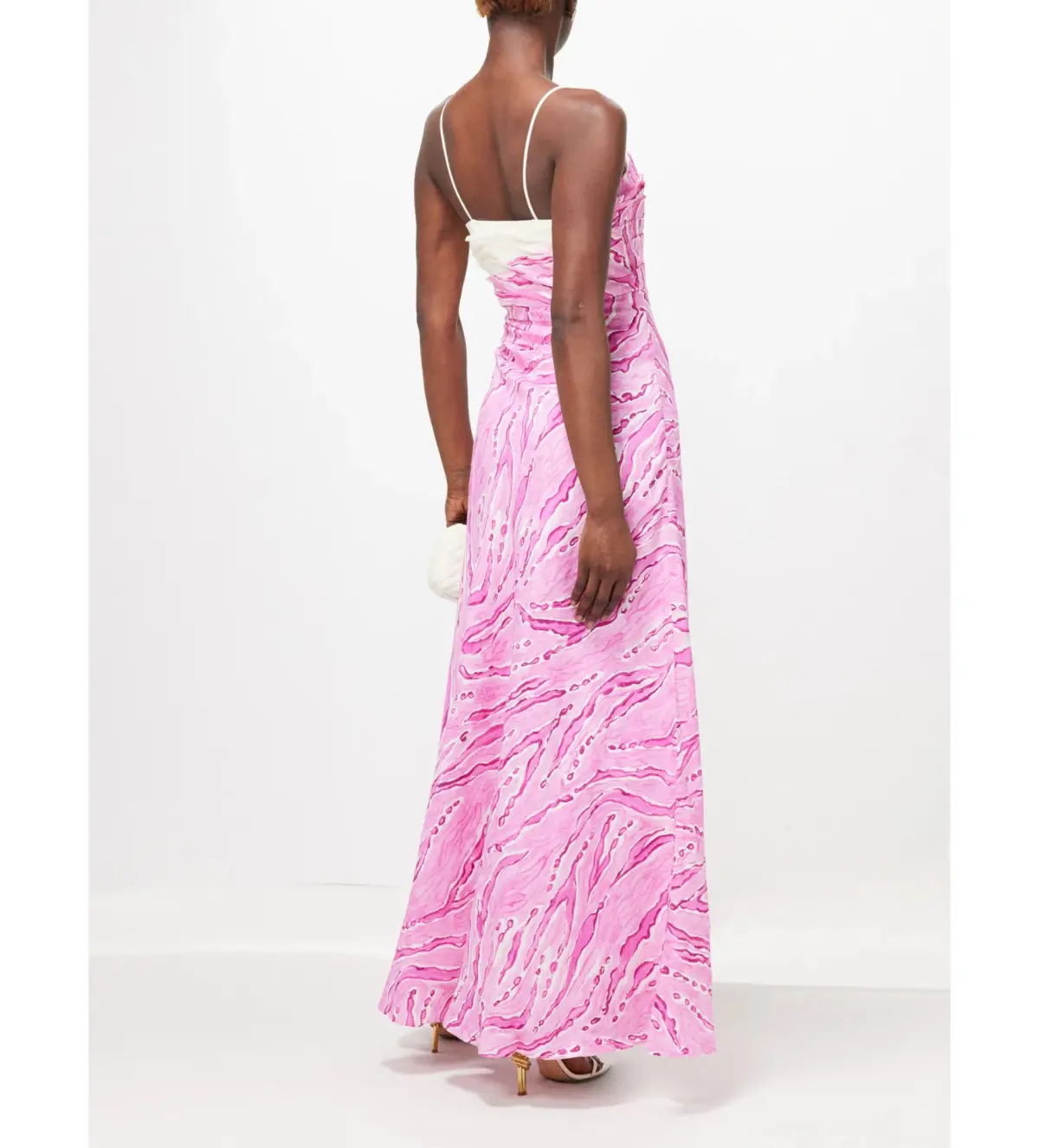 Aje Clarice Draped Linen-blend Maxi Dress Pink Size 6 - Image 2
