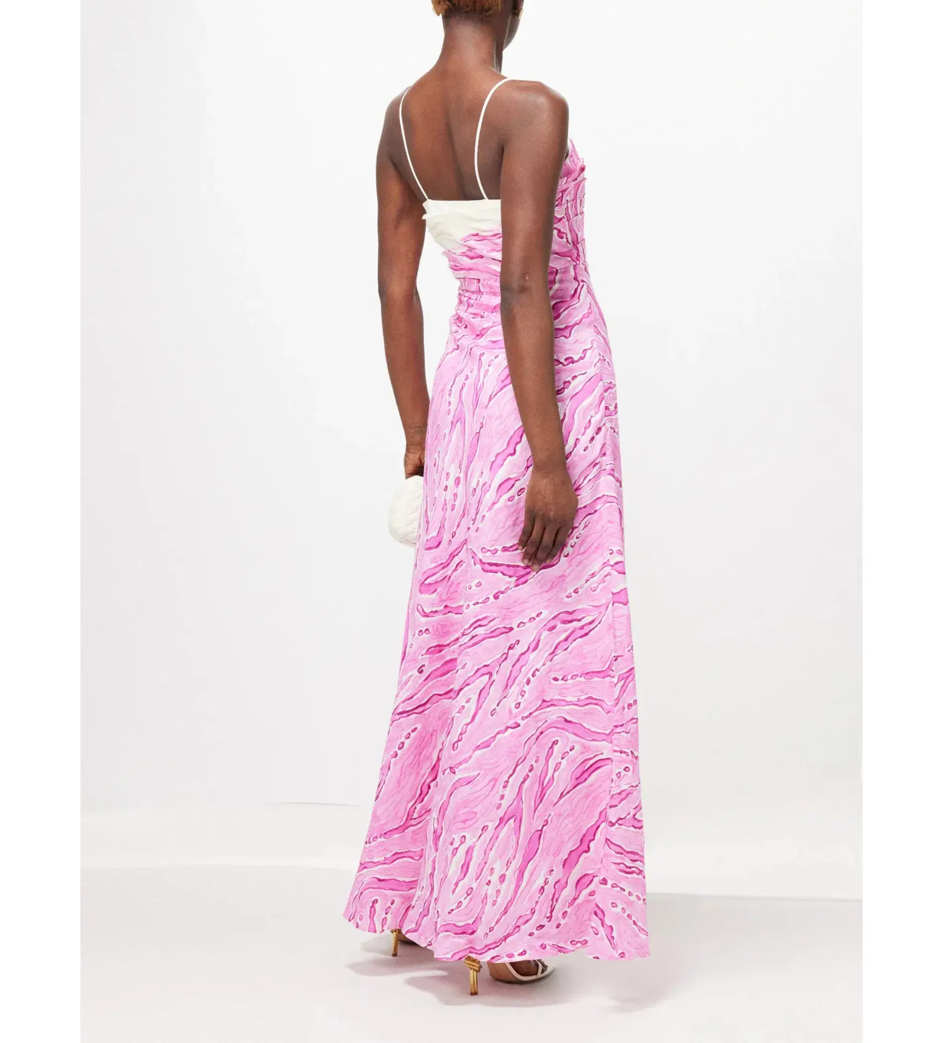 Aje Clarice Draped Linen-blend Maxi Dress Pink Size 6 - Image 2