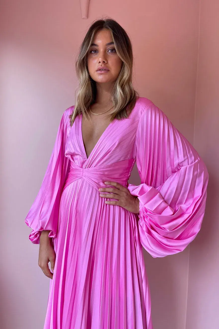 Acler Palms Pleat Dress Confetti Pink Size 12  - Image 4