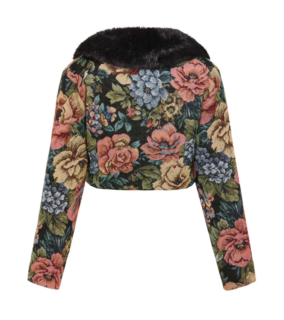 Unreal Fur Monach Cropped Jacket Tapestry Size L/Au 12  - Image 3