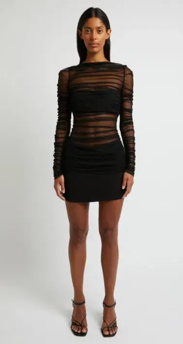 Christopher Esber Semblance Tulle Overlay Mini Dress Black Size 10 - Image 4
