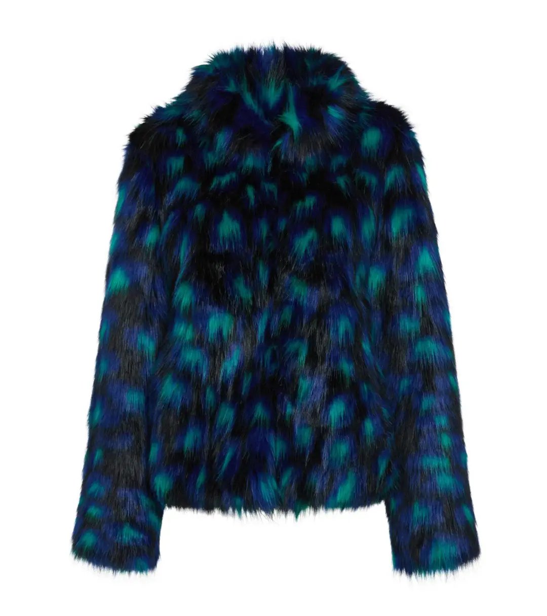 Unreal Fur Firefly Jacket Blue Leopard Size L/Au 12 for rent on The Volte - main image