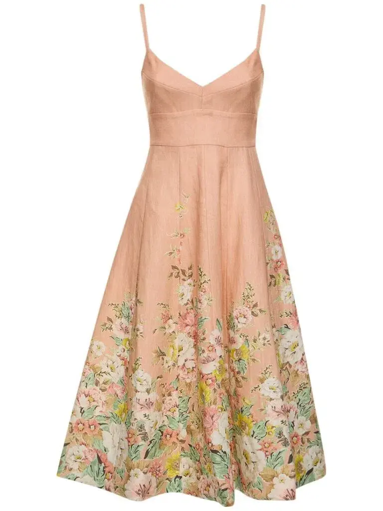 Zimmermann Matchmaker Picnic Midi Dress Coral Floral Size 2 / AU 12 - Image 2