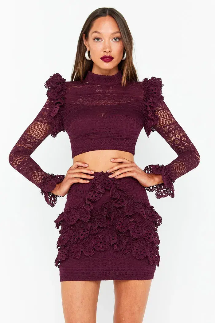 Mossman The Romanticist Crop Top & Skirt Set Purple Size 6 - Image 2