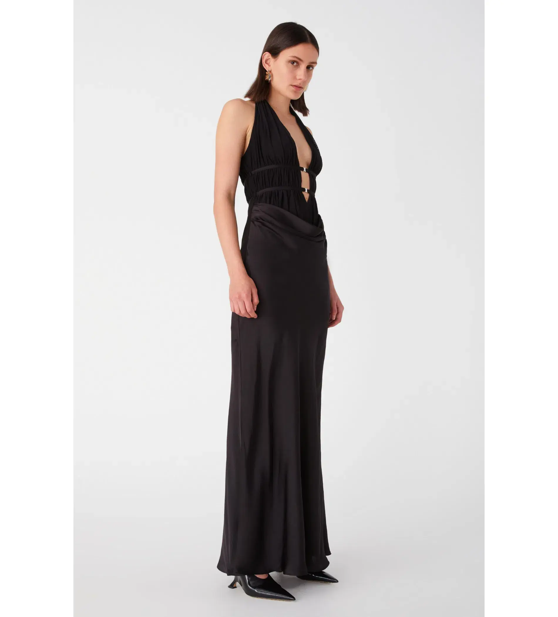 MISHA Celine Satin Maxi Dress Black Size 6/XS  - Image 2