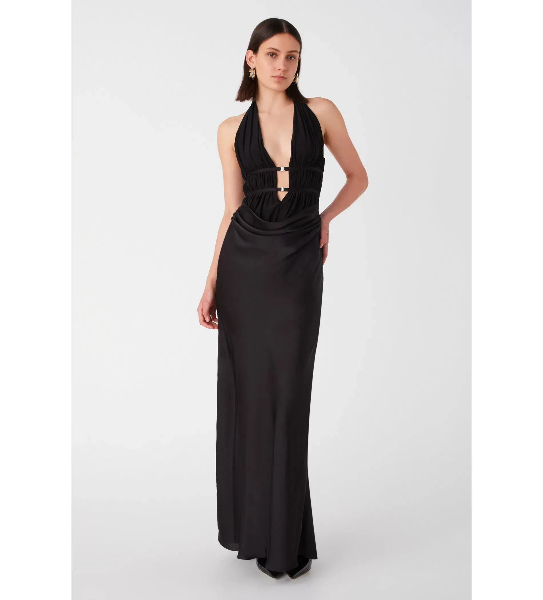 MISHA Celine Satin Maxi Dress Black Size 6/XS  - Image 1