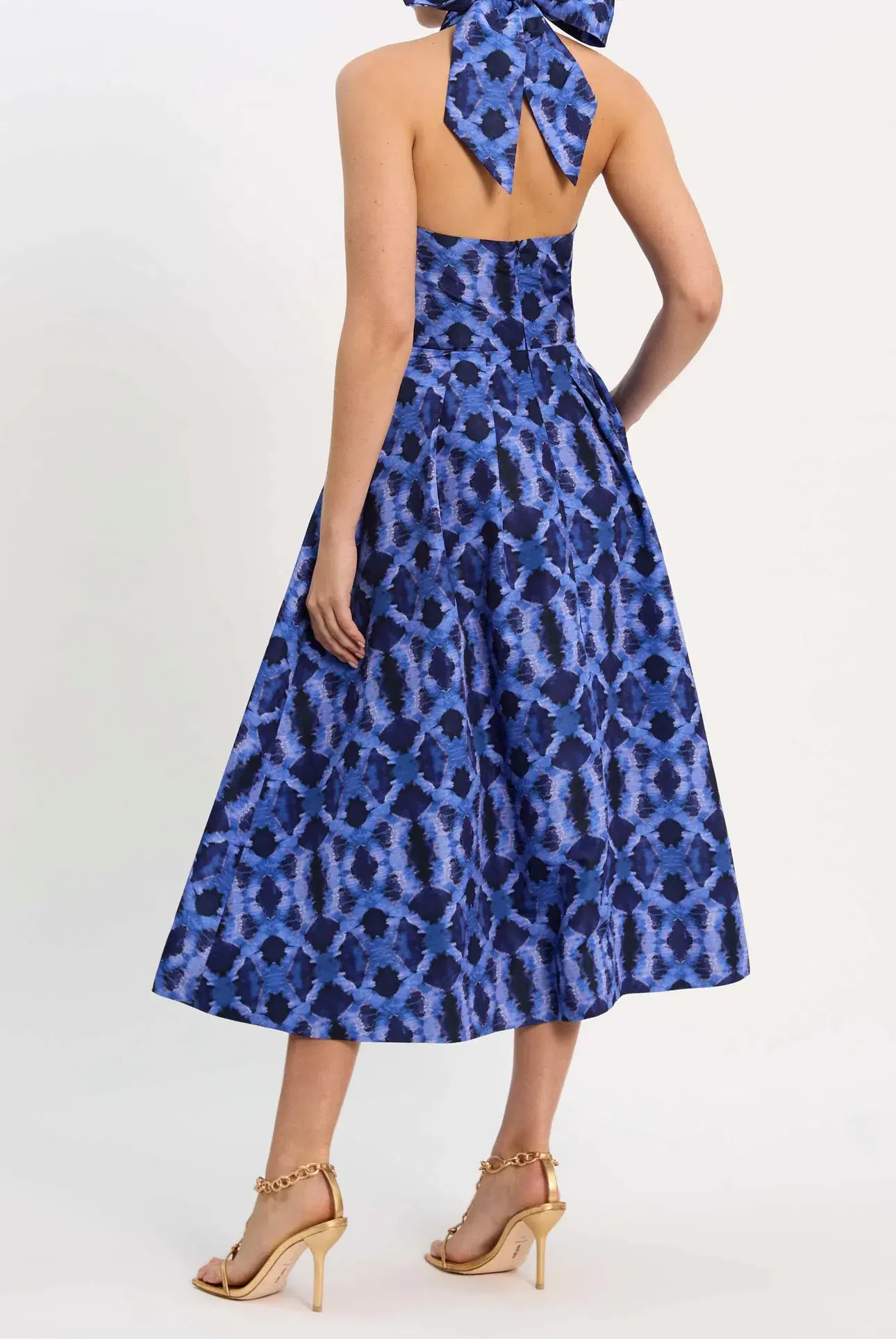 Rebecca Vallance Shiloh Halter Midi Dress Blue Size 10 - Image 3