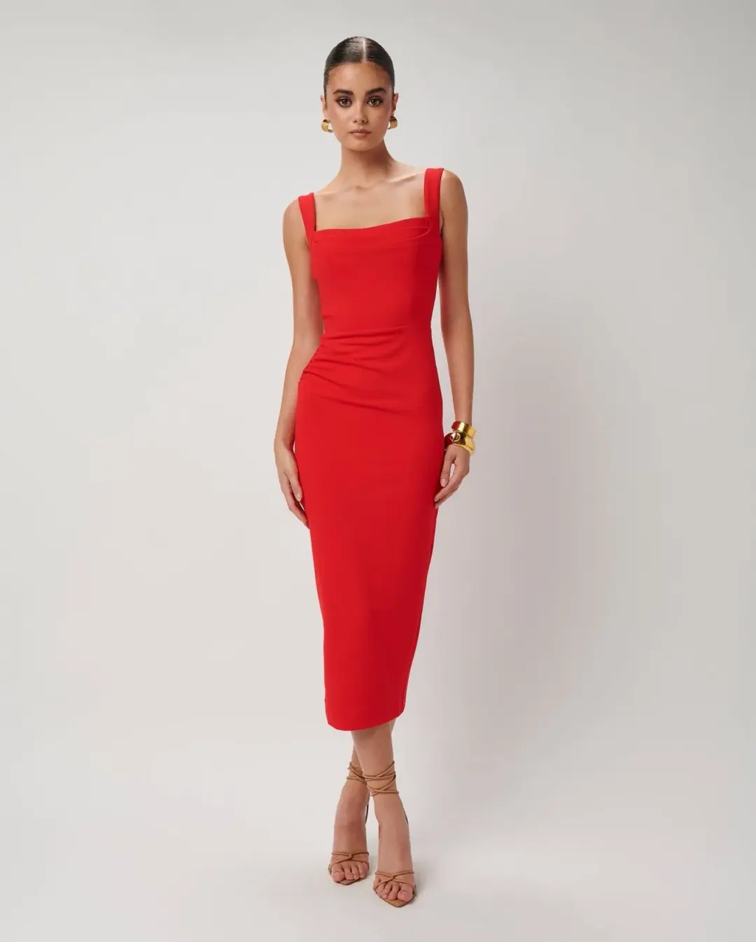 Effie Kats Marbella Midi Dress Cherry Red Size 12 for rent on The Volte - main image