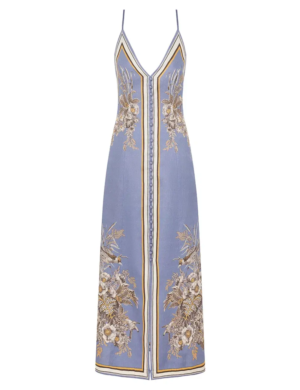 Zimmermann Ottie Slip Midi Dress Blue Floral Size OP - Image 4