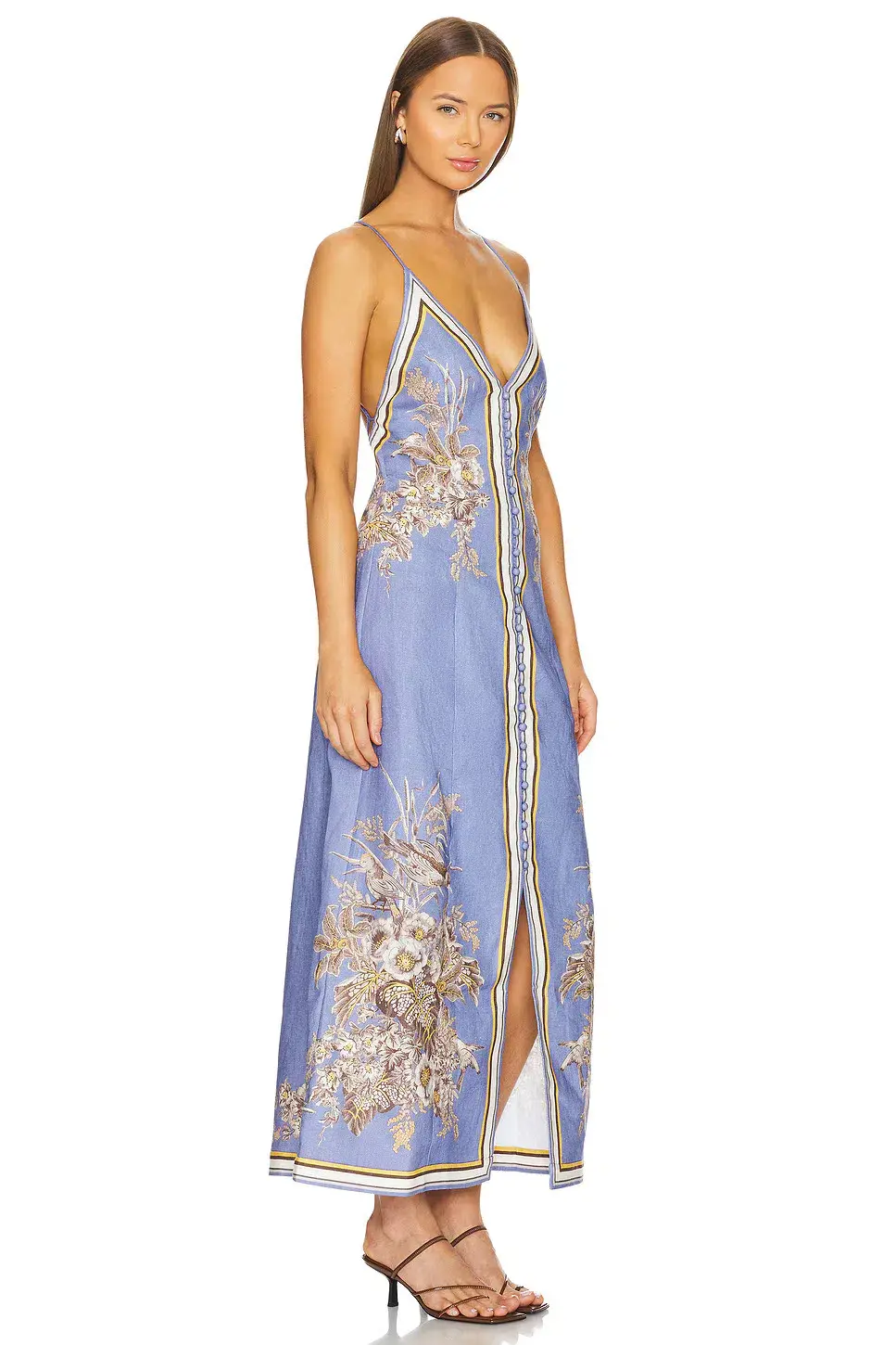 Zimmermann Ottie Slip Midi Dress Blue Floral Size OP - Image 2