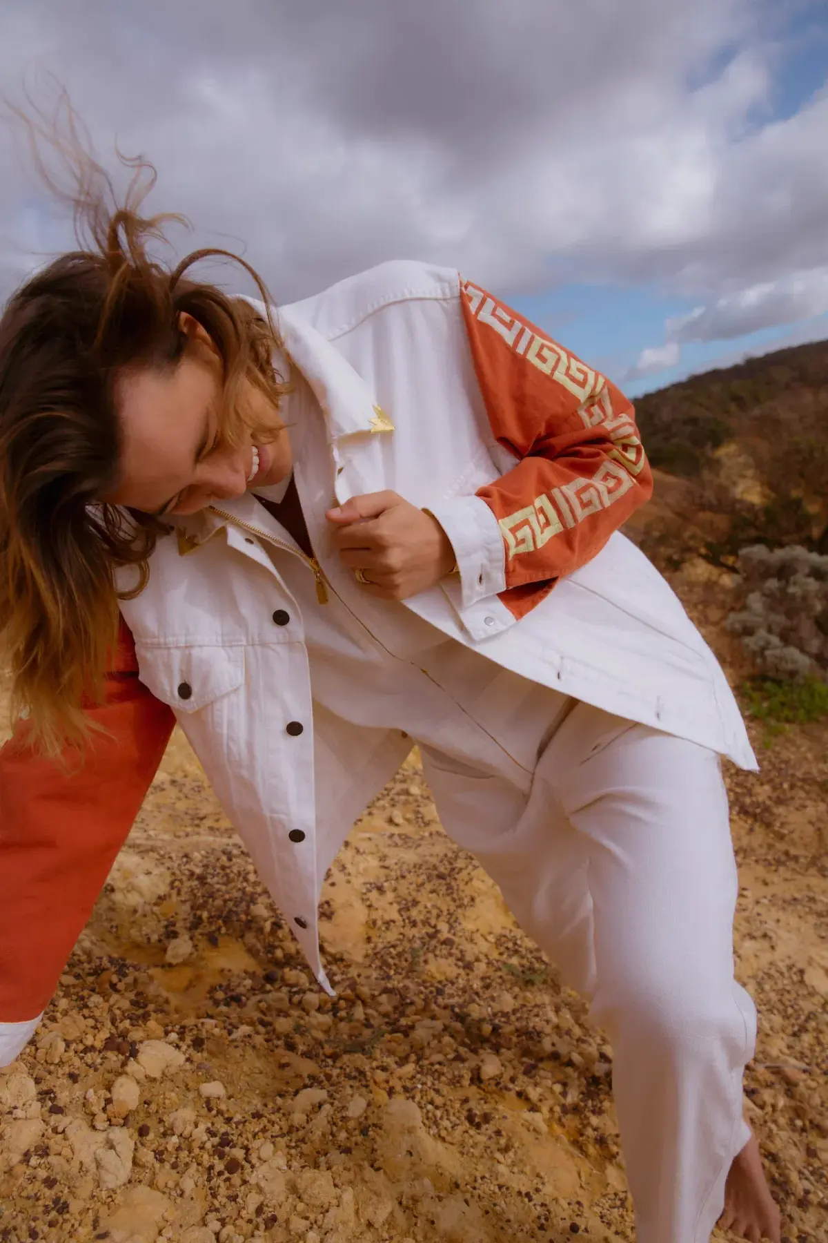 Levis x Lucy Folk Trucker Jacket White Multi Size S / AU 8 - Image 2