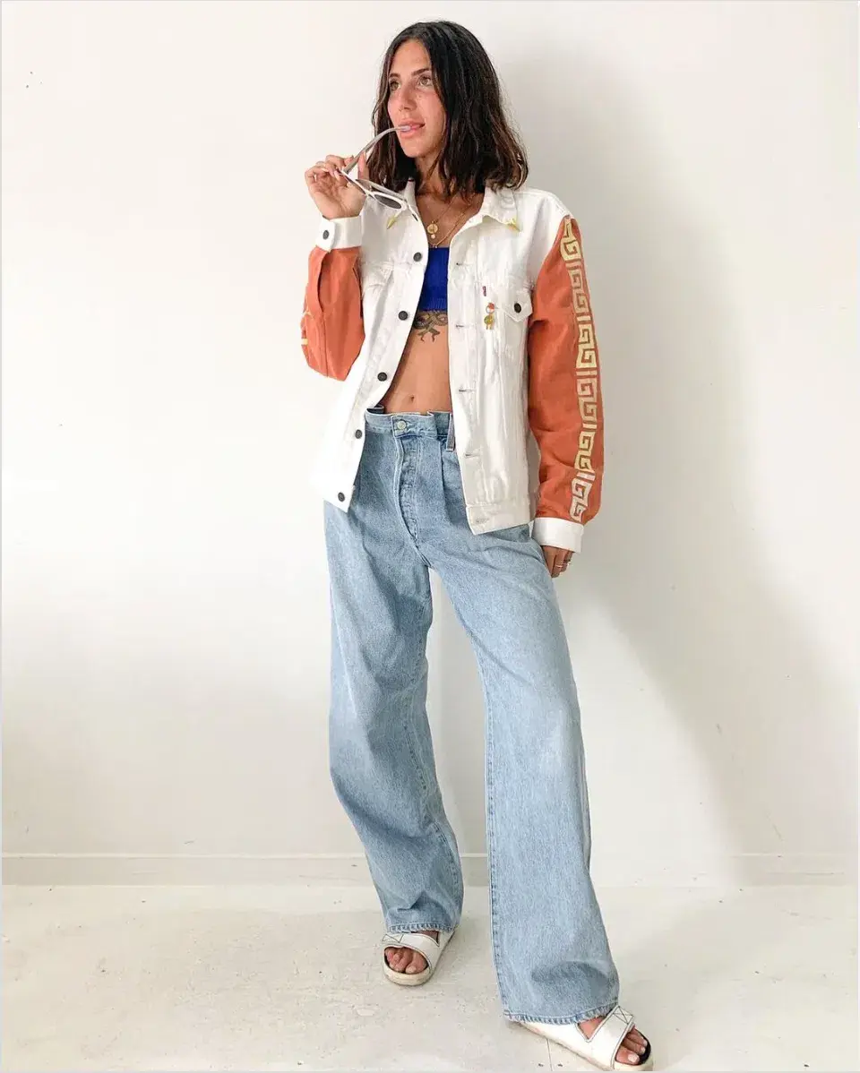 Levis x Lucy Folk Trucker Jacket White Multi Size S / AU 8 - Image 1