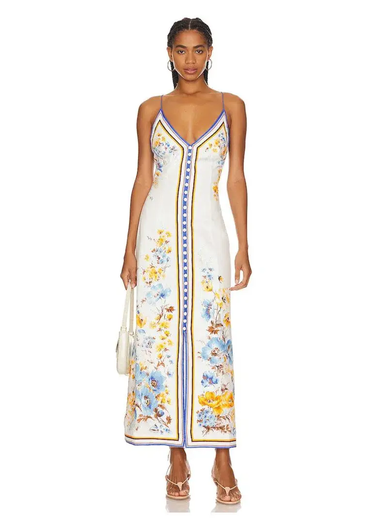 Zimmermann Halcyon Slip Dress Orange/Blue Floral Size 2 / AU 12 - Image 1