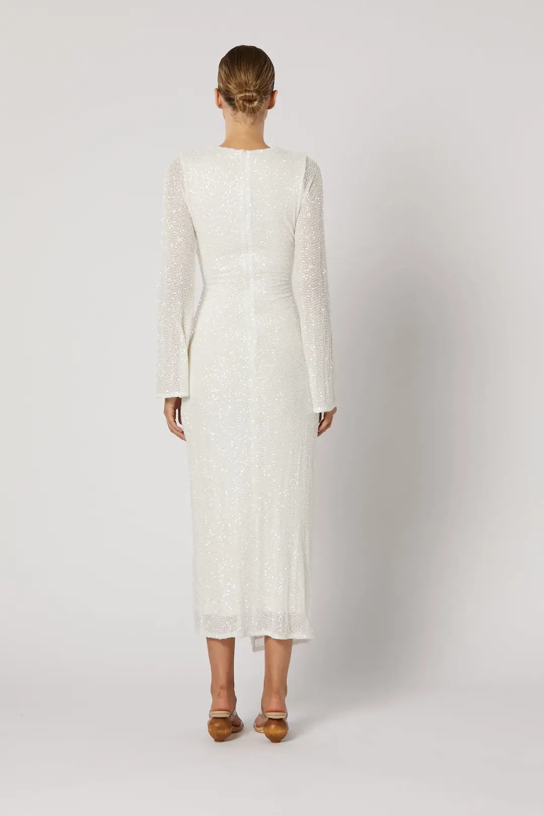 Winona Reyna Knot Midi Dress Sparkle White Size 12 for rent on The Volte - main image