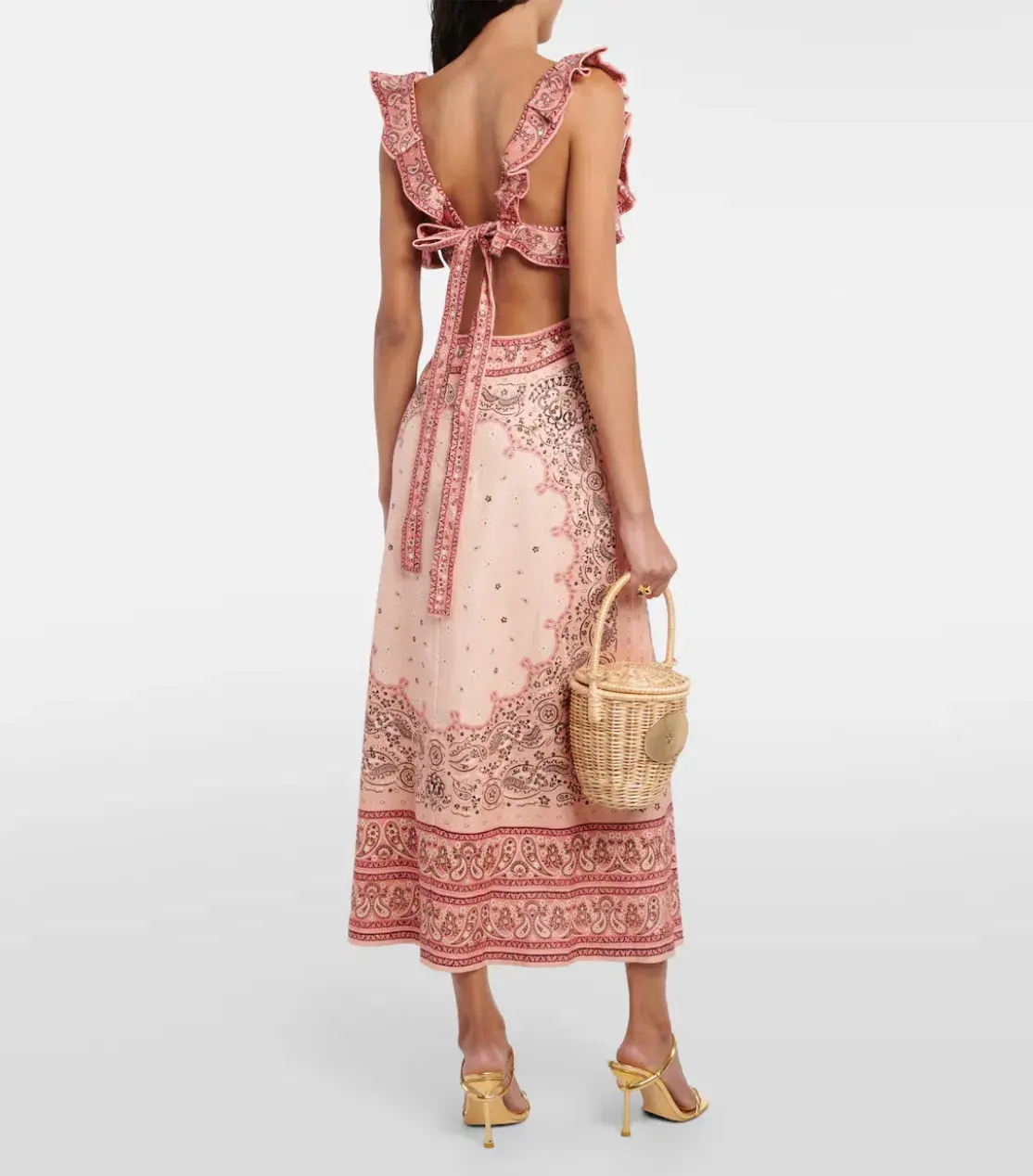 Zimmermann The Matchmaker Frilled Midi Dress in Pink Bandana Size 2 / AU 10 - Image 2