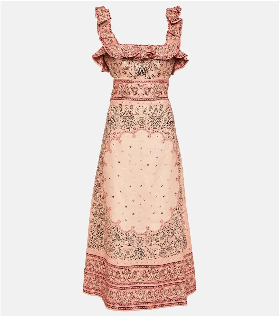 Zimmermann The Matchmaker Frilled Midi Dress in Pink Bandana Size 2 / AU 10 - Image 5