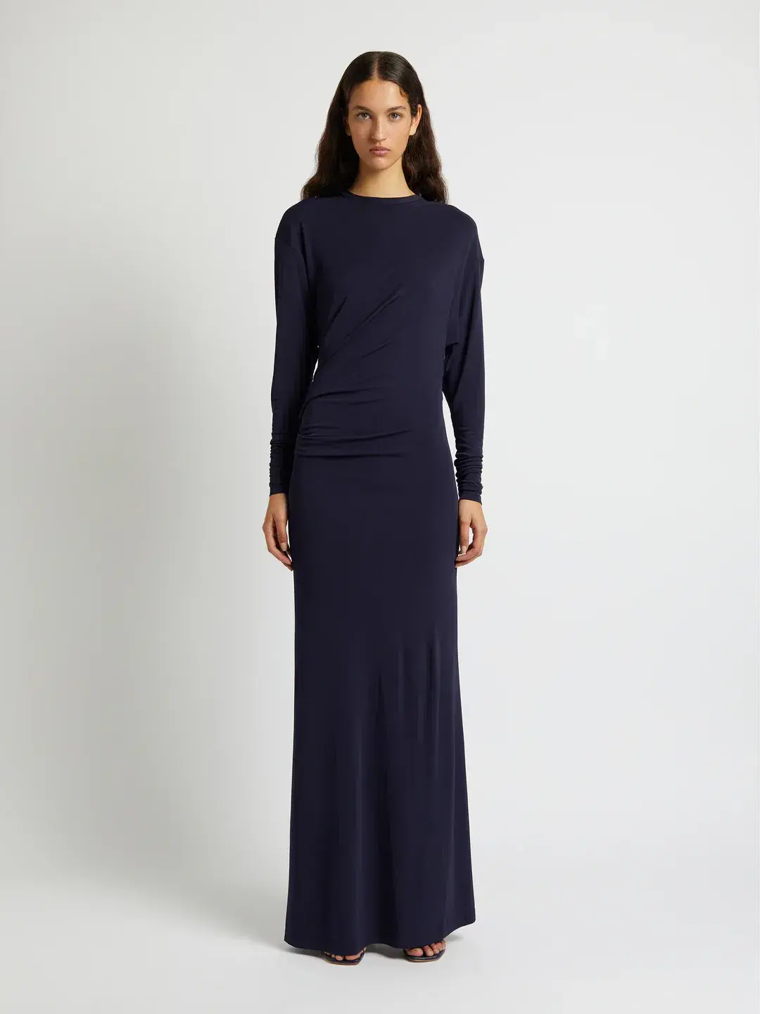 Christopher Esber Side Cowl Long Sleeve Dress Navy Size 8 - Image 1