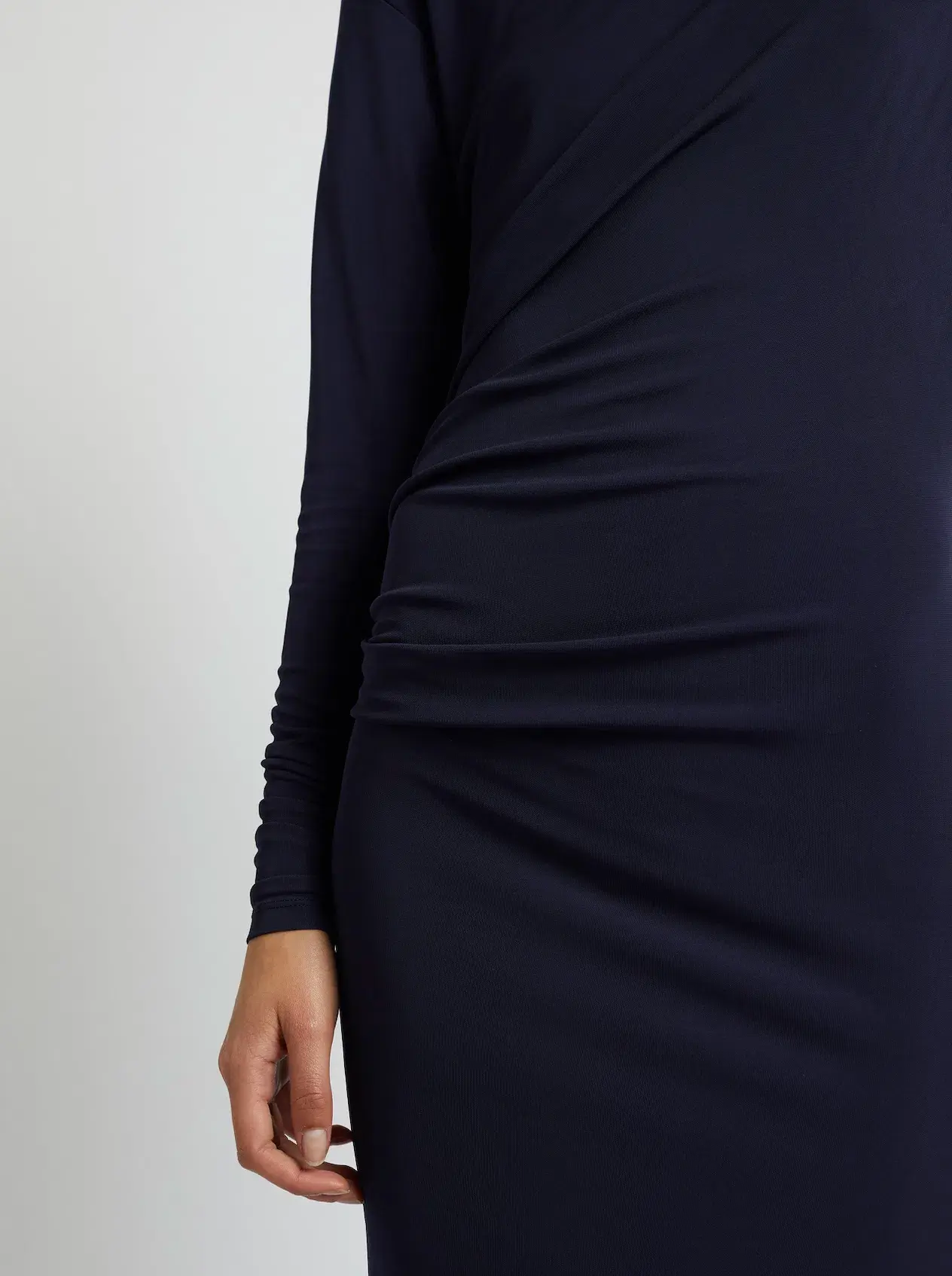 Christopher Esber Side Cowl Long Sleeve Dress Navy Size 8 - Image 3