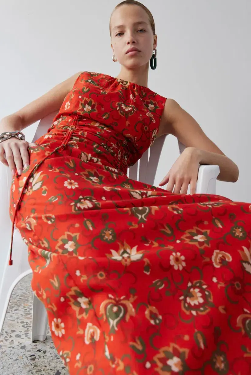 Sir the Label Reyes Dress Red Floral Size 8 - Image 2
