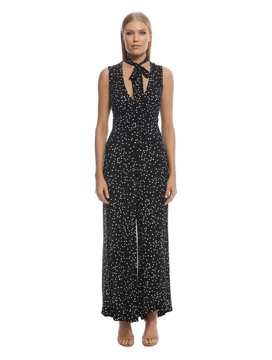 Zimmermann Polkadot Jumpsuit Black Print Size 1/ AU 10 for rent on The Volte - main image