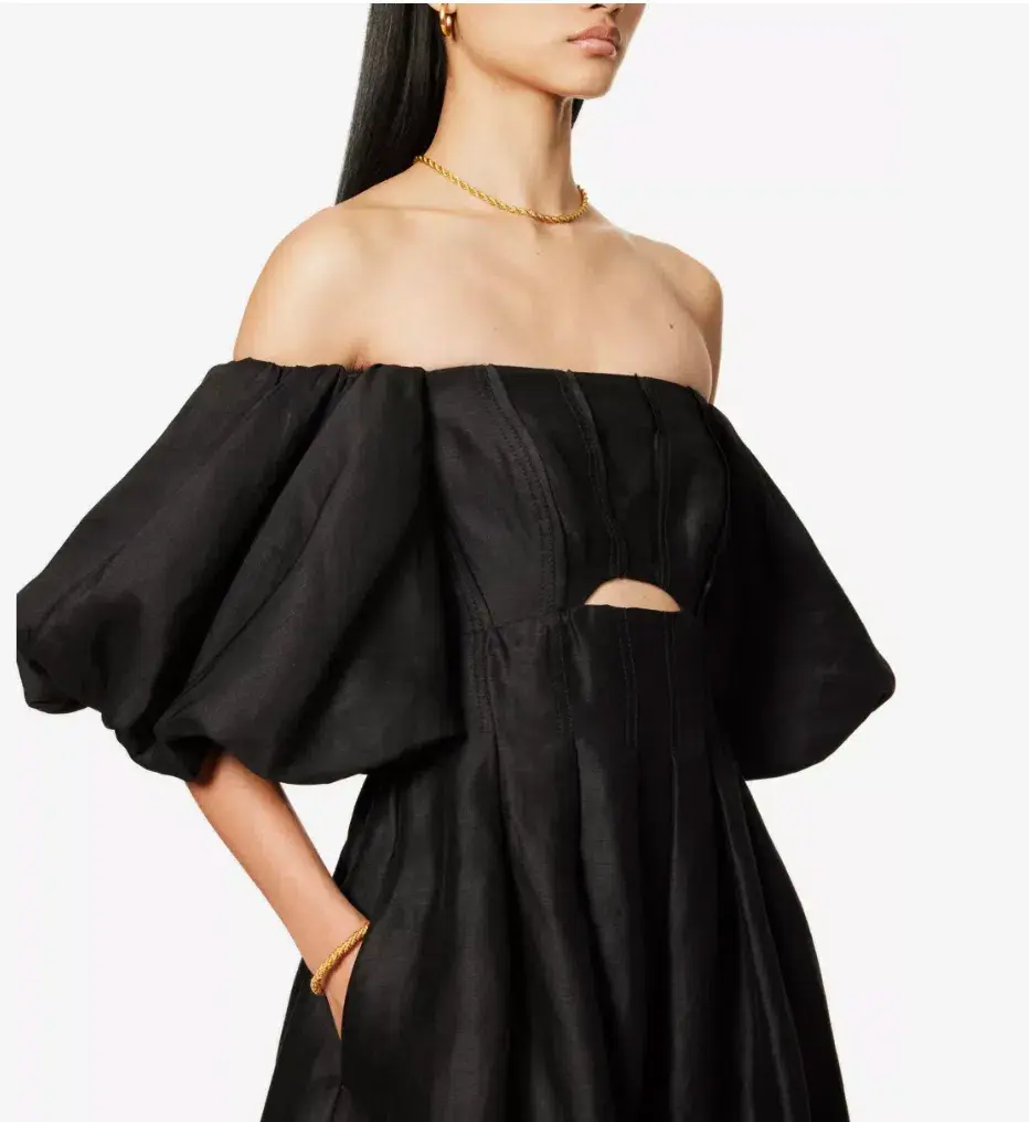 Aje Eugenie Off Shoulder Midi Dress Black Size 12 - Image 4