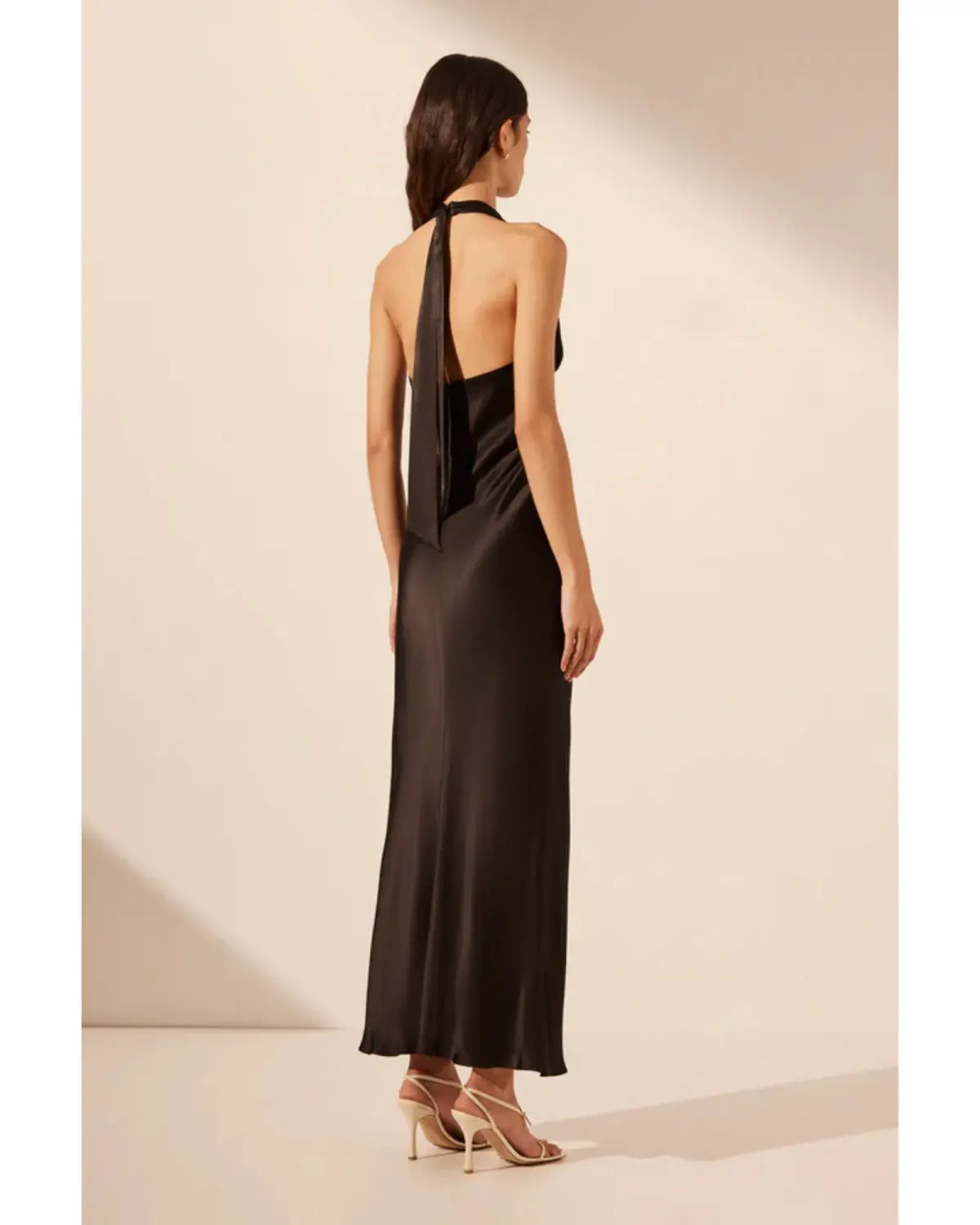 Shona Joy La Lune Halter Midi Dress Black Size AU 8 - Image 4