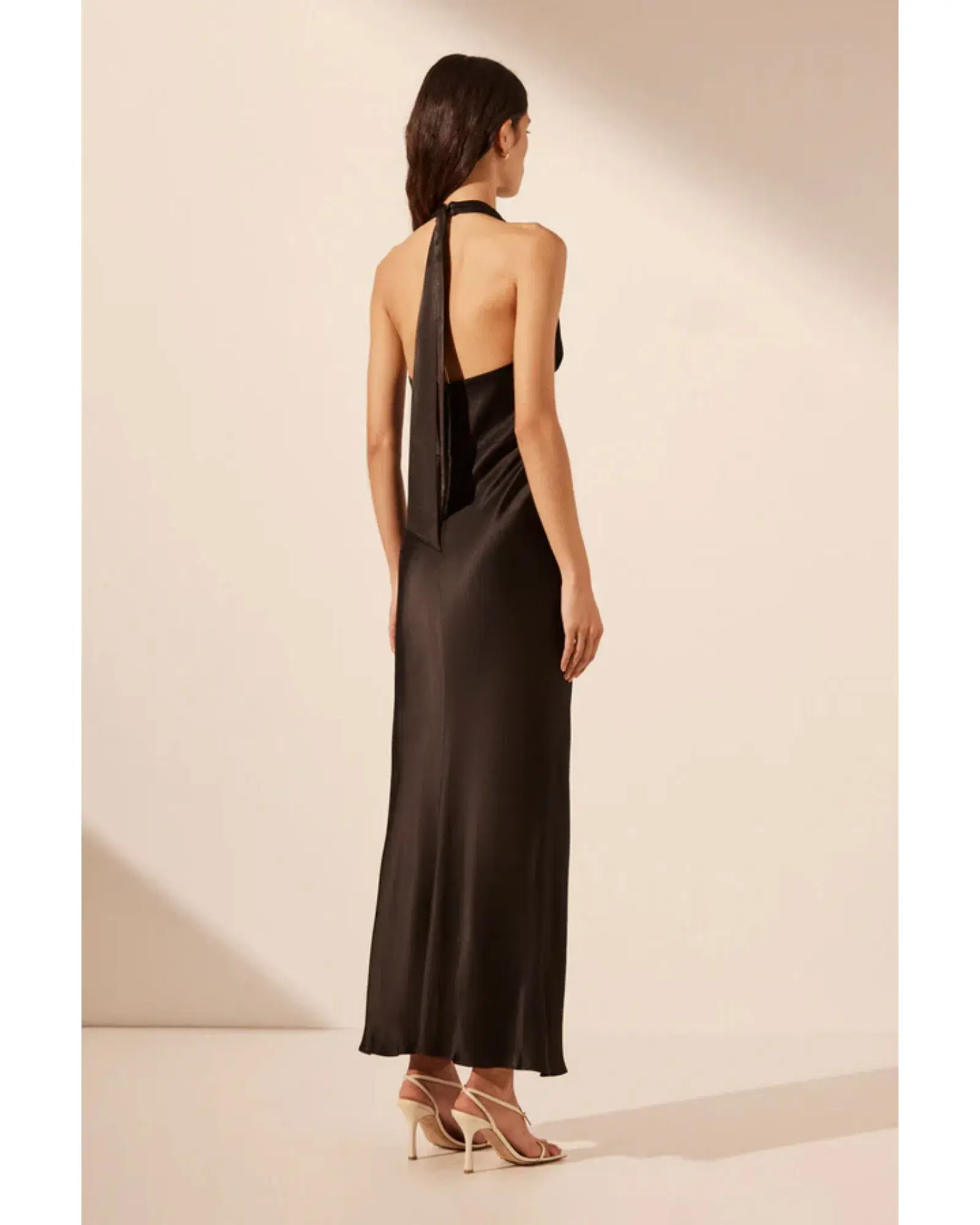 Shona Joy La Lune Halter Midi Dress Black Size AU 8 - Image 4