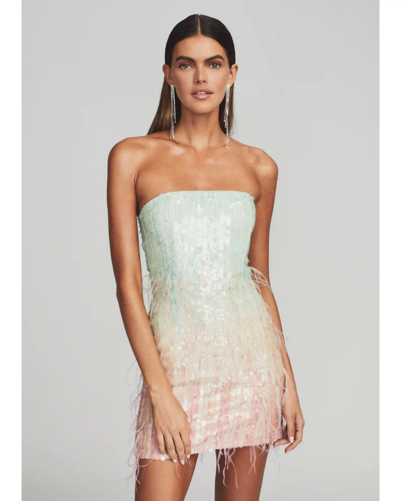 Retrofete Anastasia Sequin Feather Mini Dress in Feather Size AU 8 - Image 2